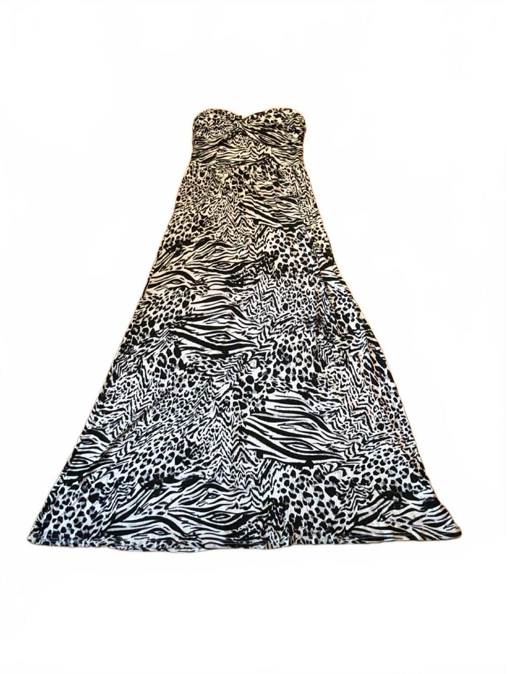 GUESS Strapless Animal Print Maxi Dress Large Tall exotic mixed animal mobwife
